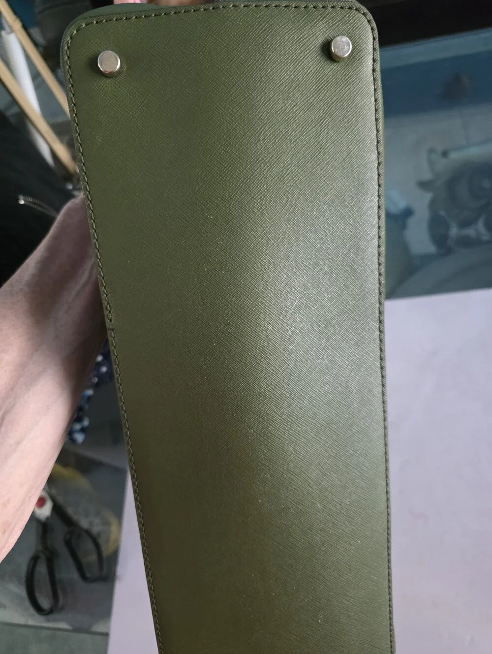 New kate spade Olive Green Saffiano Leather Tote